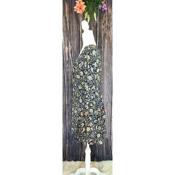 Forever 21 Blue and Yellow Paisley Floral Dress (Med) - Picture 3 of 6